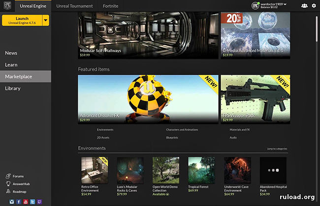 Epic Games Launcher с официального сайта