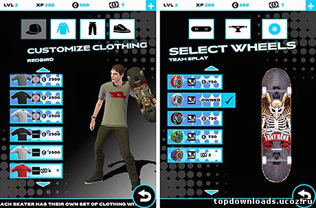 Игровой интерфейс Tony Hawk's Shred Session на android