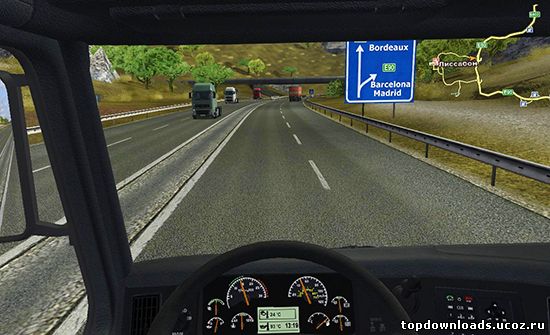 Вид из кабины водителя в Euro Truck Simulator